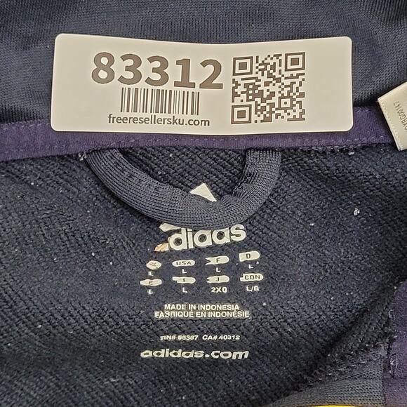 ADIDAS Trefoil 1/4 Zip Jacket Large 22x28 Navy Yellow Trim - Picture 11 of 16